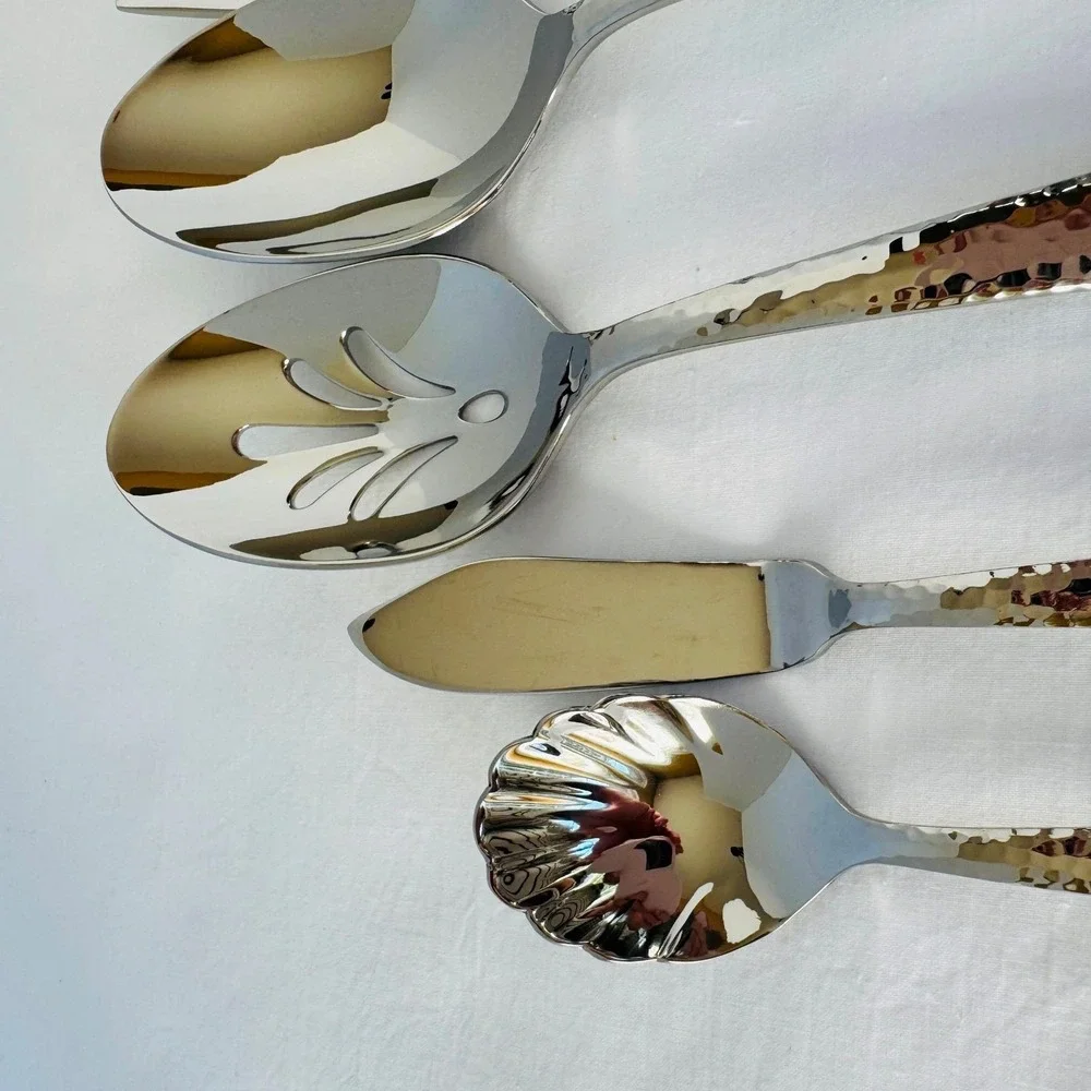 Hampton Forge Stainless Steel Flatware 5-Piece Hostess Set VENTO Hammered NEW